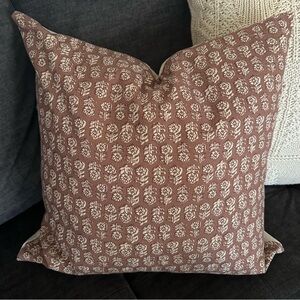 20x20 Floral Rust Brown & Cream Throw Pillow Cover